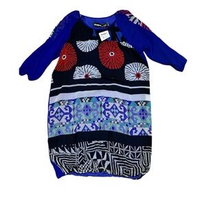 NWT Desigual Blue and Red Graphic Dress